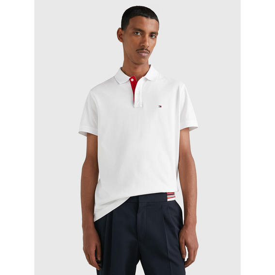 Polo  Placket Regular Fit Hombre Tommy Hilfiger Blanco