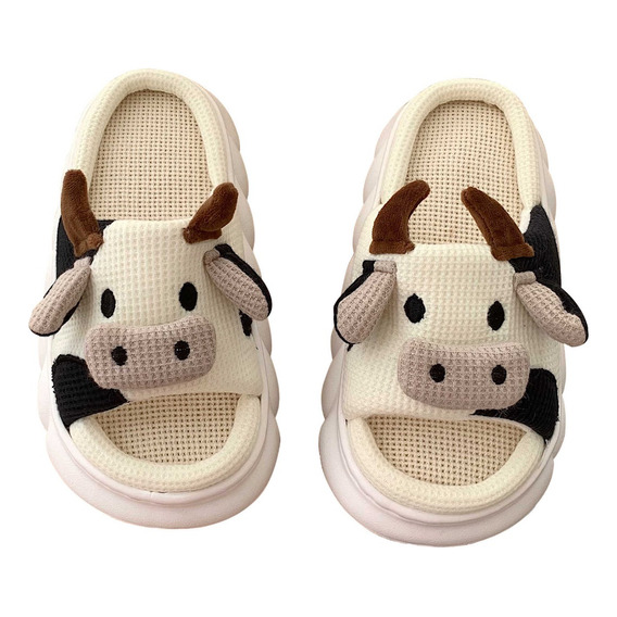 Pantuflas De Vaca Para Mujer Y Hombre Suaves Cómodas Lino