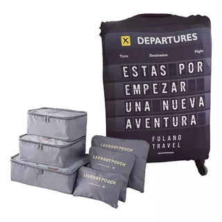 Kit Funda Valija 23kg + Set Organizador Viaje Set 6 Estuches