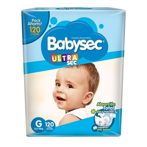 Pañales Babysec Ultrasec talle G paquete 120 unidades