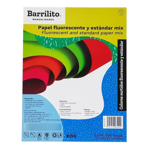 Hoja De Papel Barrilito De Colores Carta 100 H 1paq Color