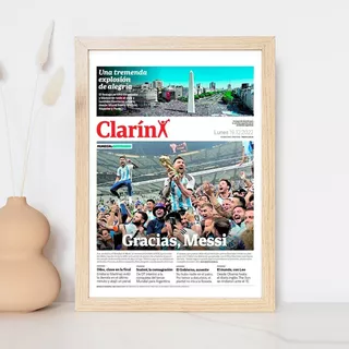 Cuadro 30x40cm Con Tapa Diario Clarín Fecha Día Nacimiento