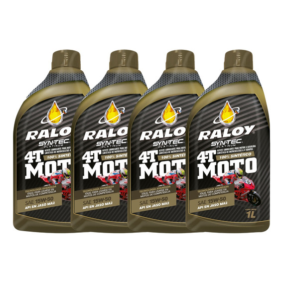 Aceite 100% Sintético Moto 4t Raloy Syntec 15w50 Sn Ma2 4l