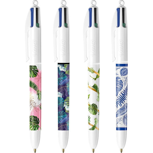 Bolígrafo Bic con estampado botánico de 4 colores con estampado floral, unidades variadas