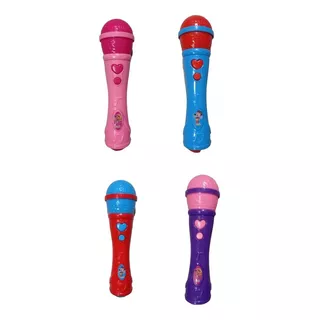 Microfone Infantil Brinquedo Musical Karaokê Rosa E Azul