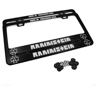 Set 2 Portaplacas Acero Inox Negro Bandas Rock Heavy Metal