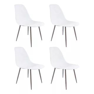 Set X4 Sillas Roma Niviko Eames Tulip Color De La Estructura Marrón Oscuro Color Del Asiento Blanco