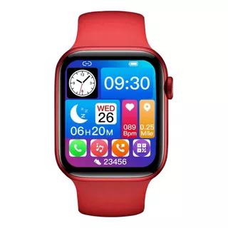Smartwatch Reloj Inteligente Pantalla Completa Llamadas T56+ Color De La Caja Negro Color De La Correa Rojo
