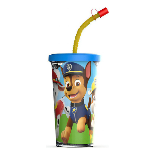 Vaso Sport Personajes Infantiles Plástico Con Sorbete Bel Gi Color Paw Patrol