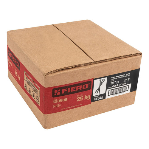 Clavo Para Concreto, 1-1/2, Negro, Caja De 25 Kg Fiero 44845