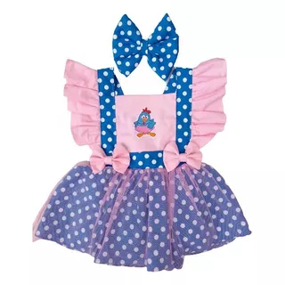 Romper Body Galinha Pintadinha Rosa Tule