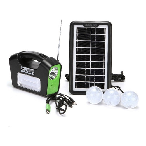 Kit Solar Camping Ampolletas Led Fm Rádio Bluetooth Mp3 Gd16 Color GD-16 -220017 B32