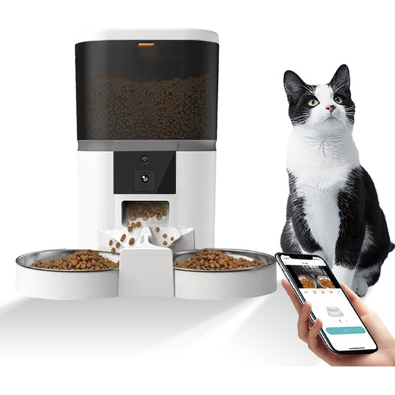 Alimentador Automático Perros Y Gatos 6l Wifi App Con Cámara