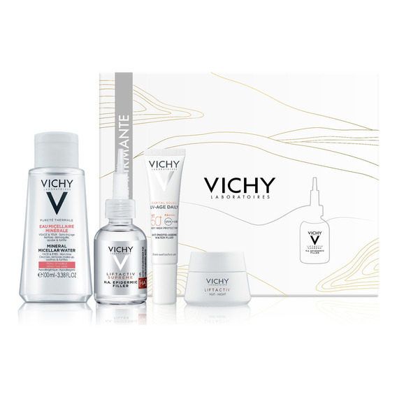 Set Vichy HA Epidermic Filler - Protocolo Arrugas & Firmeza Vichy Liftactiv día/noche para todo tipo de piel de 160mL/368g 20+ años- pack x 4 unidades