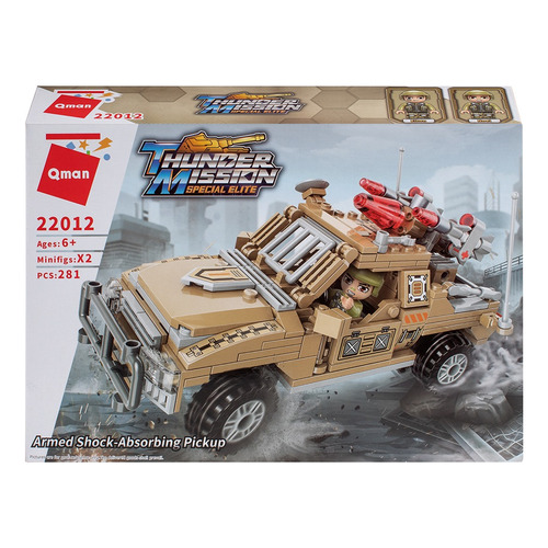 Pickup Militar Thunder Mision Ladrillos + Figura Compat Qman