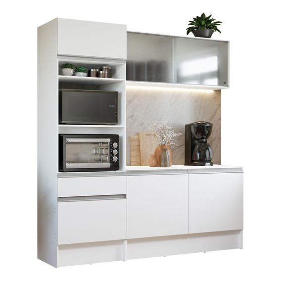 Armario De Cocina Compacto 180cm Topazio Madesa Color Blanco