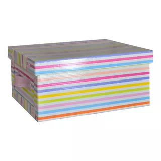 Caja Baulera Rayada Organizadora Mediana 39x30x18cm Color Rayas