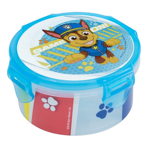 Pote Plástico Redondo Con 4 Broches Paw Patrol 270 Ml Color Celeste