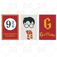 Kit 3 Placas Harry Potter Grifinólia Plataforma 9 3/4