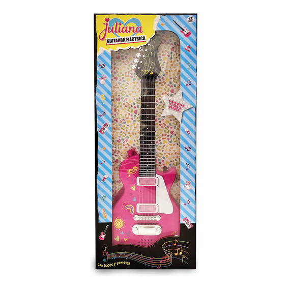 Juliana Guitarra Eléctrica Con Luz Y Sonido Sisjul062 Color Rosa