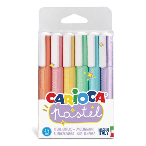 Destacadores Pastel 6 Colores Lavables Carioca