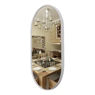 Espelho Oval Decorativo  Couro Moderno 76 X 43 + Pendurador