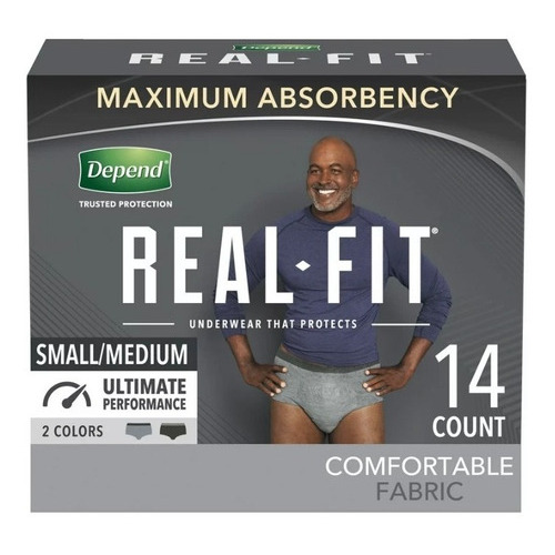 Depend Real Fit Incontinence Underwear For Men S/m 2840 Talla S-m