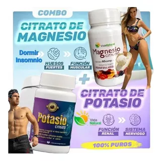 Combo Magnesio Citrato + Potasio Citrato De 60 Comprimidos 