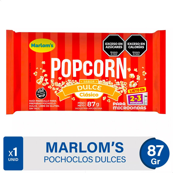 Popcorn Marloms Dulce Pochoclos Para Microondas Sin Tacc 