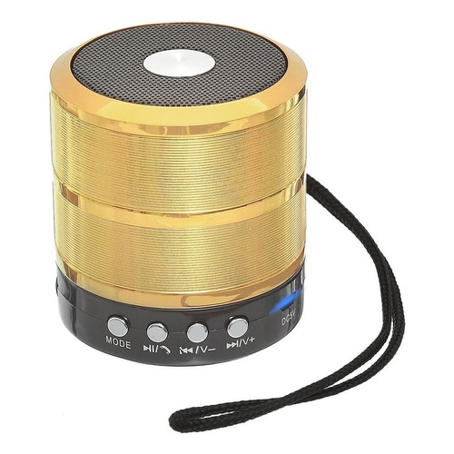 Alto-falante Grasep D-BH887 portátil com bluetooth dourado 