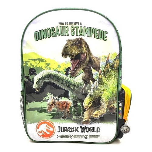 Mochila Jurassic World 3d 16 Escolar Lic. Ofic. Dinosurios Color Verde Diseño de la tela Poliéster