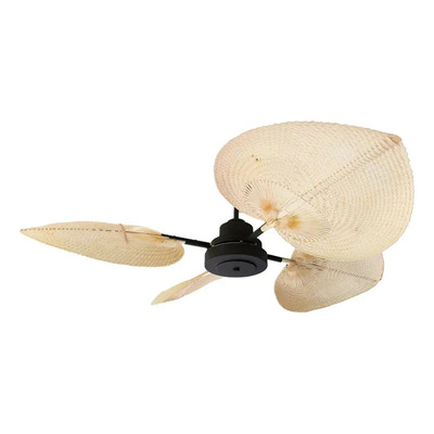 Ventilador De Techo Verona Negro Con Palas De Rattán Natural 1.3 Cm 50 Hz Negro Roble Rattan 4