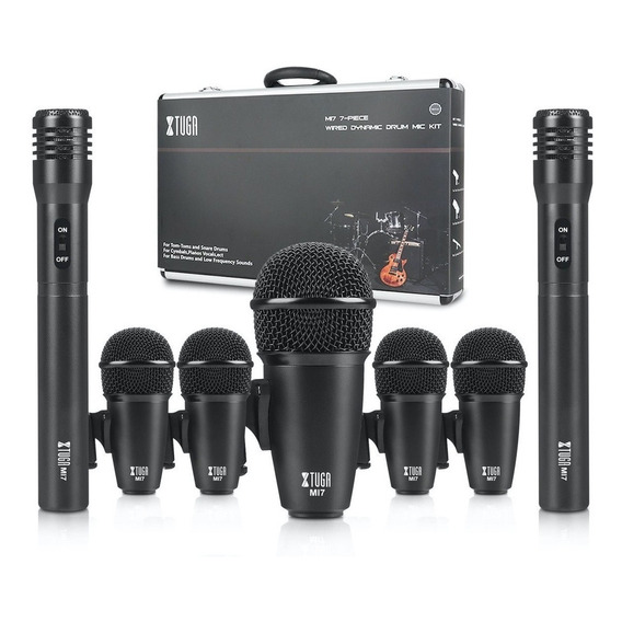 Set Mi7 Microfonos Baterias Xtuga Session Clamps Y Cuellos Color Negro