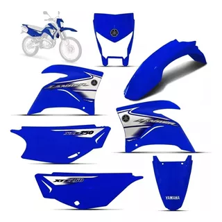 Conjunto Carenagem Xtz Lander 250 2015 Azul-branco Adesivada