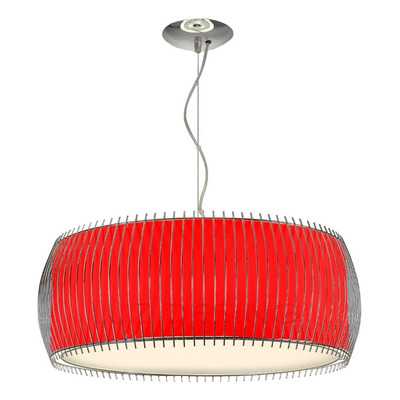 Colgante 3 Luces Cromo 50cm Apto Led Deco Rojo
