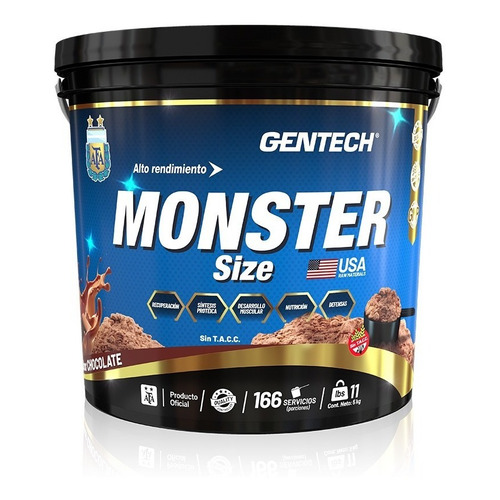 Suplemento en polvo Gentech  Monster Size Whey 7900 proteínas sabor chocolate en balde de 14L
