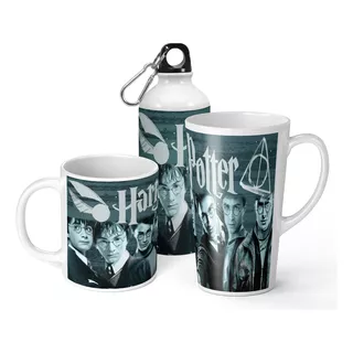 Set De Taza + Botella + Taza Conica Harry Potter 5 De Regalo