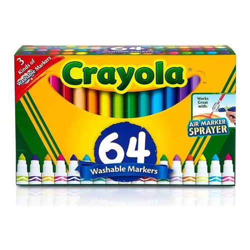 64 Plumones Gruesos Lavables Crayola