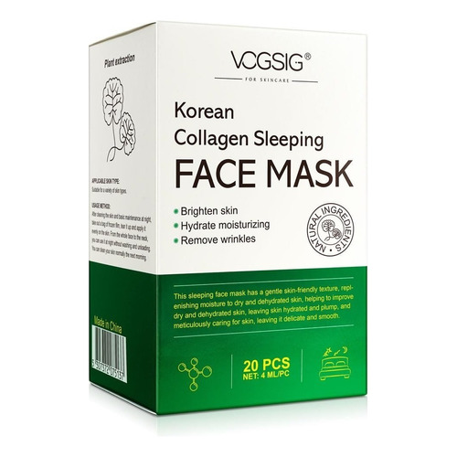 20 Mascarillas Facial Koreana Colageno Piel Seca Dormir Aloe Tipo De Piel Mixta