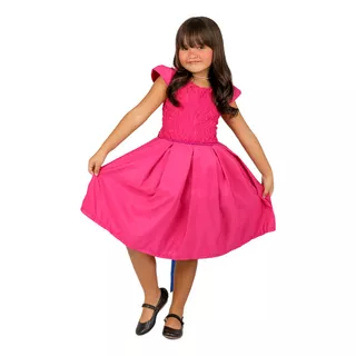 Vestido Barbie Rosa Aniversario Infantil Festa