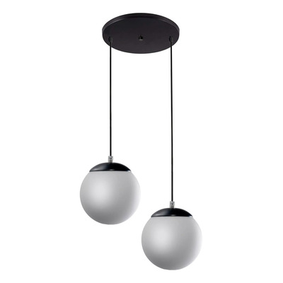 Colgante 2 Luces Base Redonda Negra Globo 15cm Opal