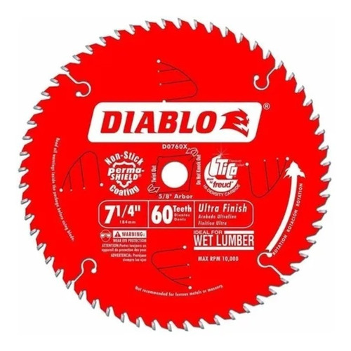 Disco Sierra Circular 7 1/4 Diablo 60 Dientes / Corte Fino
