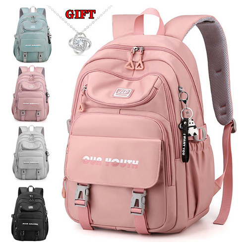 Mochila Kawaii De Estilo Coreano Para Jóvenes, Puerto Usb Color Rosa