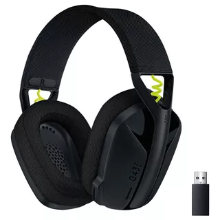 Auriculares Gamer Inalámbricos Logitech G G Series G435 G435 Negro Y Amarillo Fluorescente Con Luz  Azul Turquesa