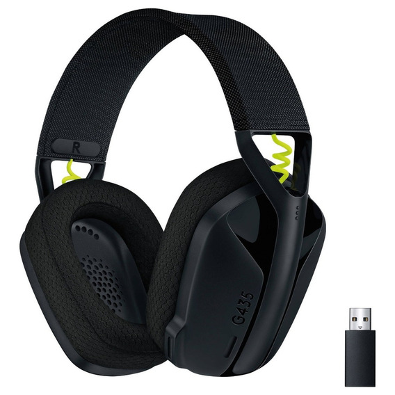 Auriculares gamer inalámbricos Logitech G Series G435 negro y amarillo fluorescente