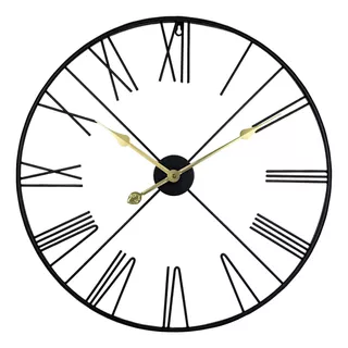 Reloj Metálico Grande Pared 60cm Números Romanos, Decoración