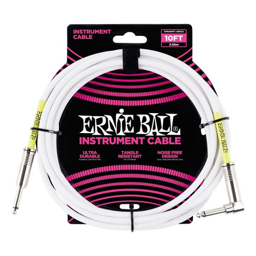 Ernie Ball Cable Para Instrumento P06049 3 Mts Blanco