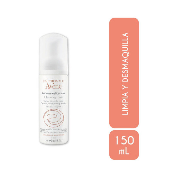 Eau Thermale Avene Espuma Limpiadora 150 Ml. Tipo de piel Limpia y desmaquilla suavemente el rostro, los ojos y los labios eliminando las impurezas y el exceso de sebo