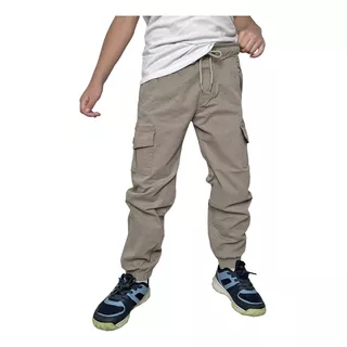 Pantalon Cargo Niño Gabardina Elastizada Premium