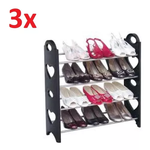 Kit de 3 zapateros grandes extraíbles, 24 zapatos y 4 estantes